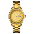 Diamond watch men golden stainless steel hollow dial and back cover wholesale mechanical watch